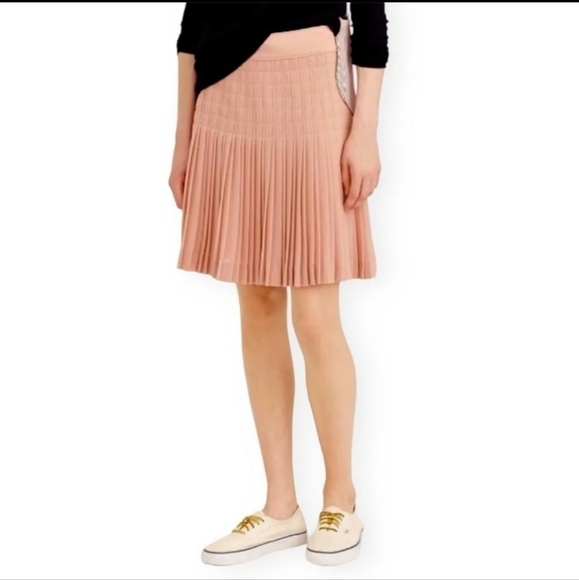 J.Crew Pleated Lattice Dusty Rose Mini Skirt - Picture 1 of 7